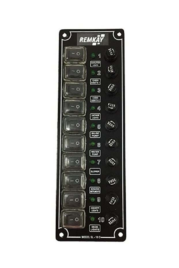 Tekne Sigorta Paneli, Karavan Sigorta Paneli, Switch Panel, 10'lu, 80x250mm - 1