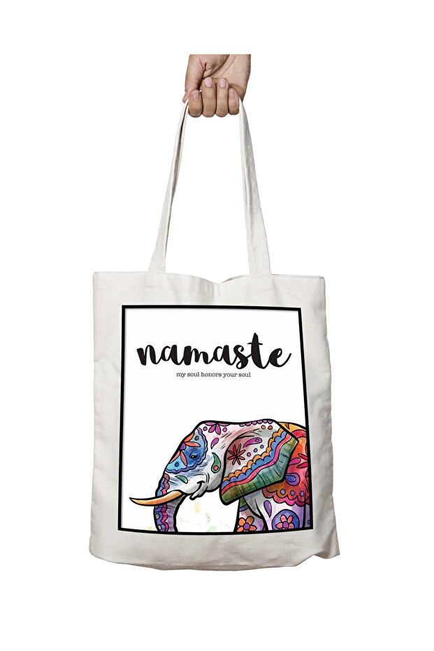 Namaste Poster Two-Sided Permanent Printed Washable School Beach Shoulder Tote Bag