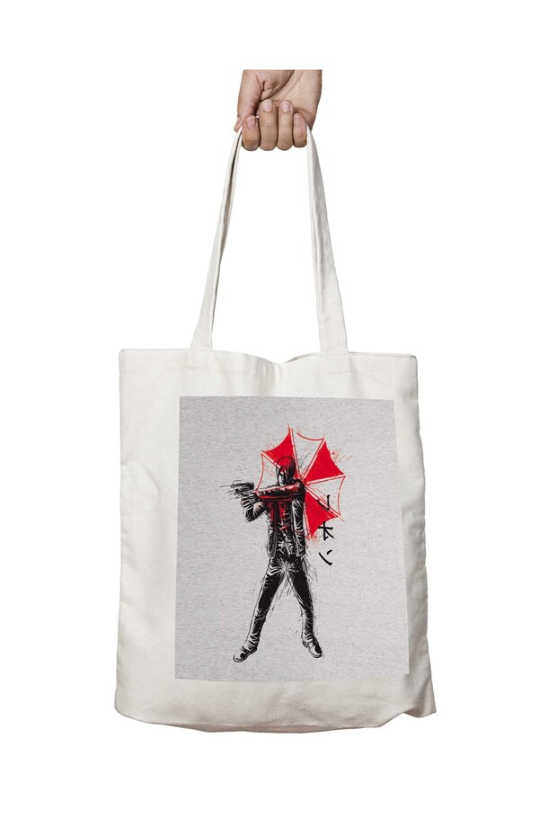 Red Sun Leon Resident Evil Two-Sided Permanent Printed Washable School Beach Shoulder Tote Bag