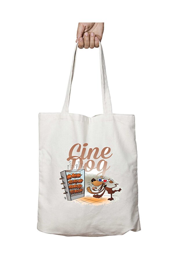 Sinema Seyreden Dog Two-Sided Permanent Printed Washable School Beach Shoulder Tote Bag
