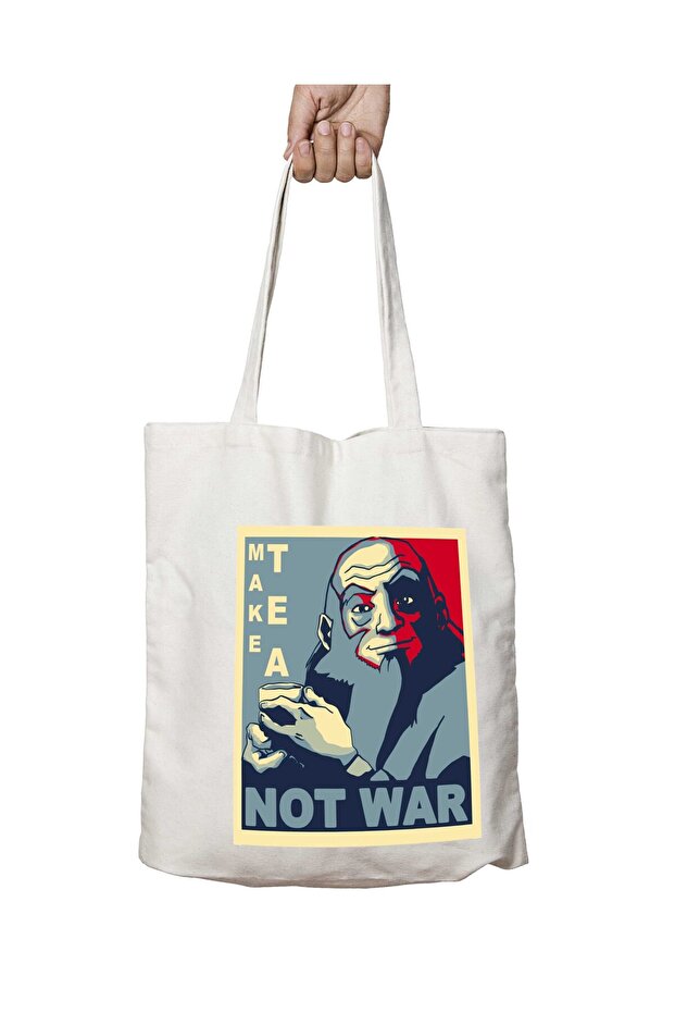 Avatar Iroh - حقيبة مطبوعة "Make Tea Note War" تدوم على الجانبين وقابلة للغسل