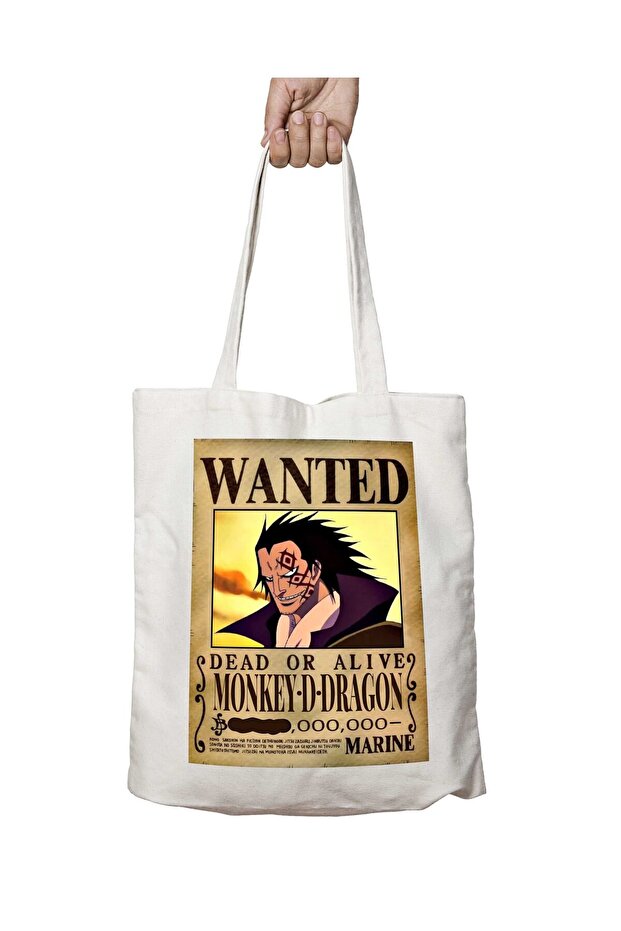 Wanted Monkey D Dragon - حقيبة قابلة للغسل بطباعة الرسوم المتحركة، تدوم على الجانبين