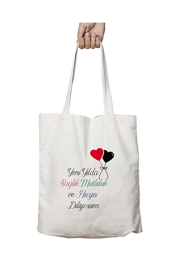 I Wish Health, Happiness, Peace in the New Year, Two Sides Permanent Printing Washable Bag