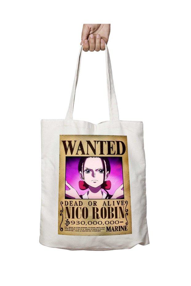 Wanted Nico Robin B Anime Two-Sided Permanent Printed Washable School Beach Shoulder Tote Bag