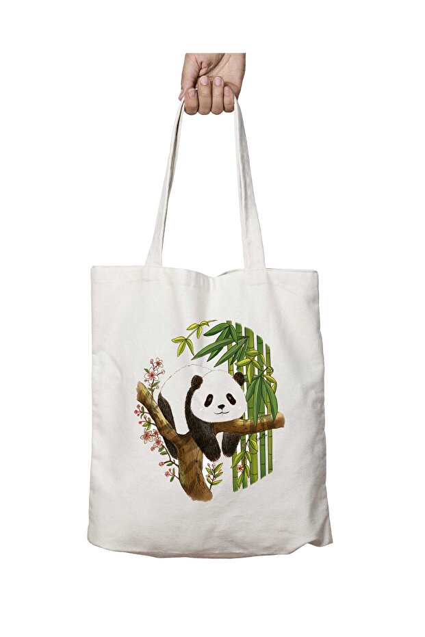 Panda Sleeping on the Branch, Two-Sided Permanent Printed Washable Bag