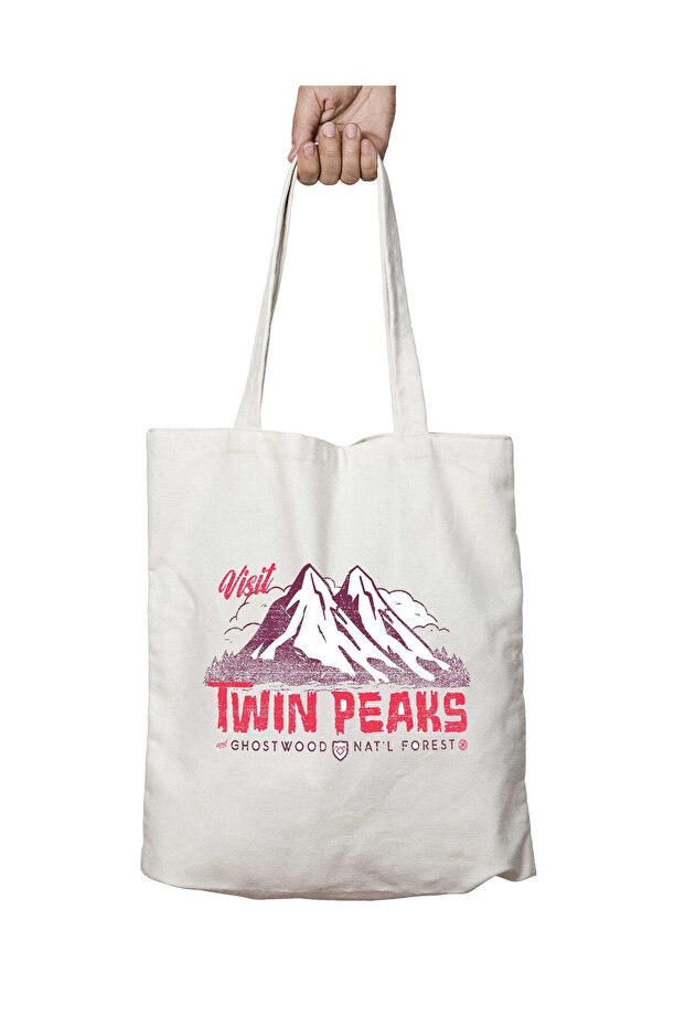 Visit Twin Peaks and Ghostwood National Forest Burgundy Two-Sided Permanent Printed Washable Bag