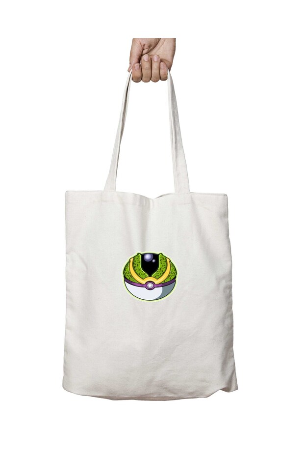 Pokebola Cell Pokemon Top Two Sides Permanent Printed Washable School Beach Shoulder Tote Bag