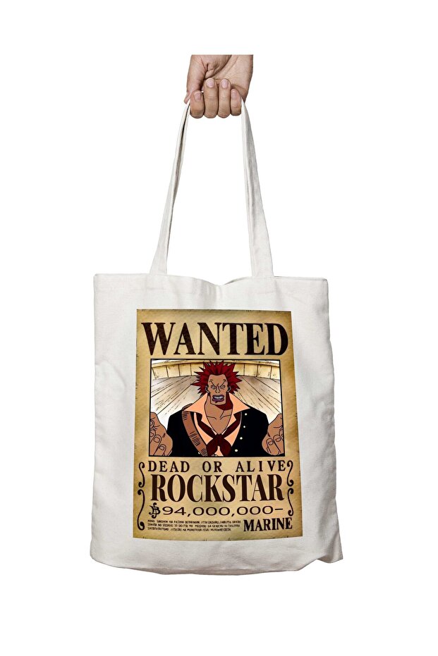Wanted Rockstar Anime - حقيبة قابلة للغسل مطبوعة على الجانبين