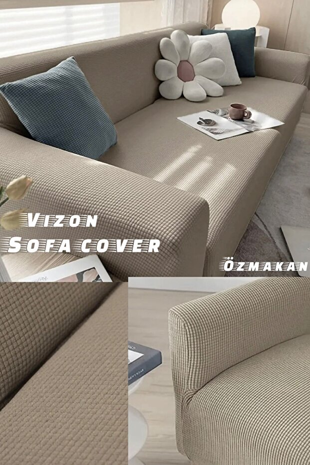 Stretch Elastic Flexible Washable Square Pattern Three-Person Denim Cover Seat Cover 1 Piece