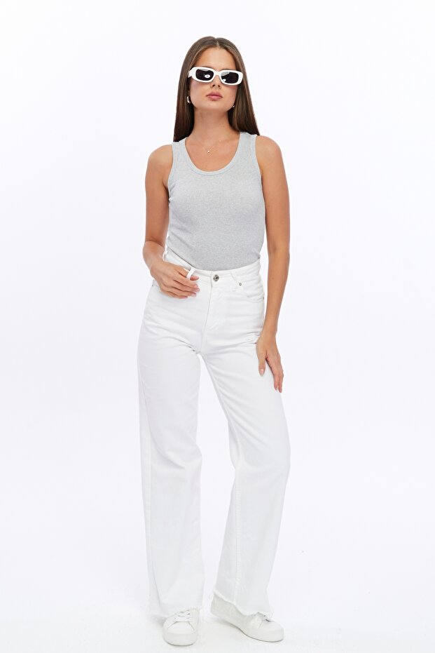 Gray Corded Look Thick Strap Basic Women's Undershirt - 7