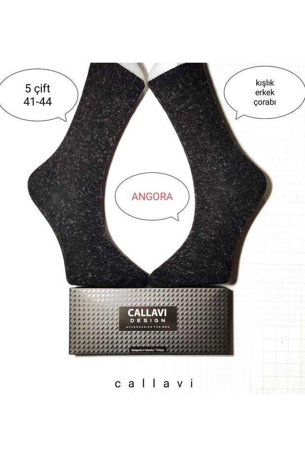 Angora bambu termal kırçıllı kışlık erkek soket 5 çift - 3