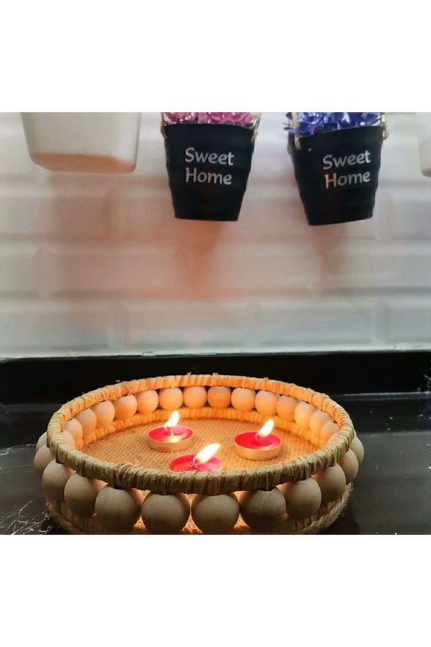 Dekoratif Hasır Tepsi 27 Cm - 3