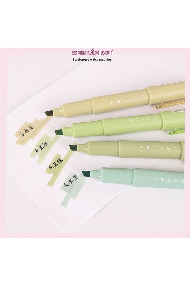 Yeşil Tonlar Pocket Soft Renkler Fosforlu Kalem Seti 4 Adet - 5