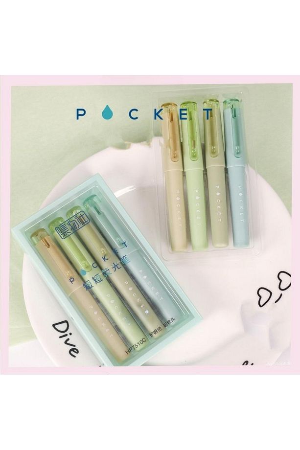 Yeşil Tonlar Pocket Soft Renkler Fosforlu Kalem Seti 4 Adet - 4