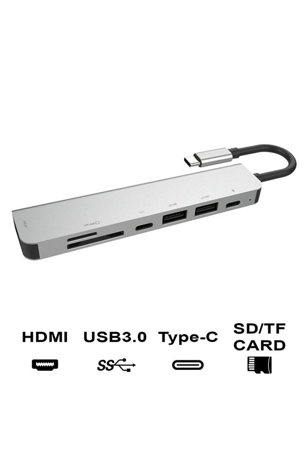 7 In 1 Sd Tf 2x Usb 2x Type-c Hub Hdmı Girişli Samsung S8 S9 S10 Macbook Çevirici Adaptör - 2