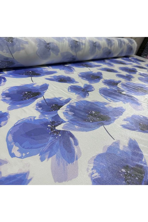 Parlak Floş Saten Kumaş En 150 cm Işıltı Çiçekli Yansımalı Pamuk - 5