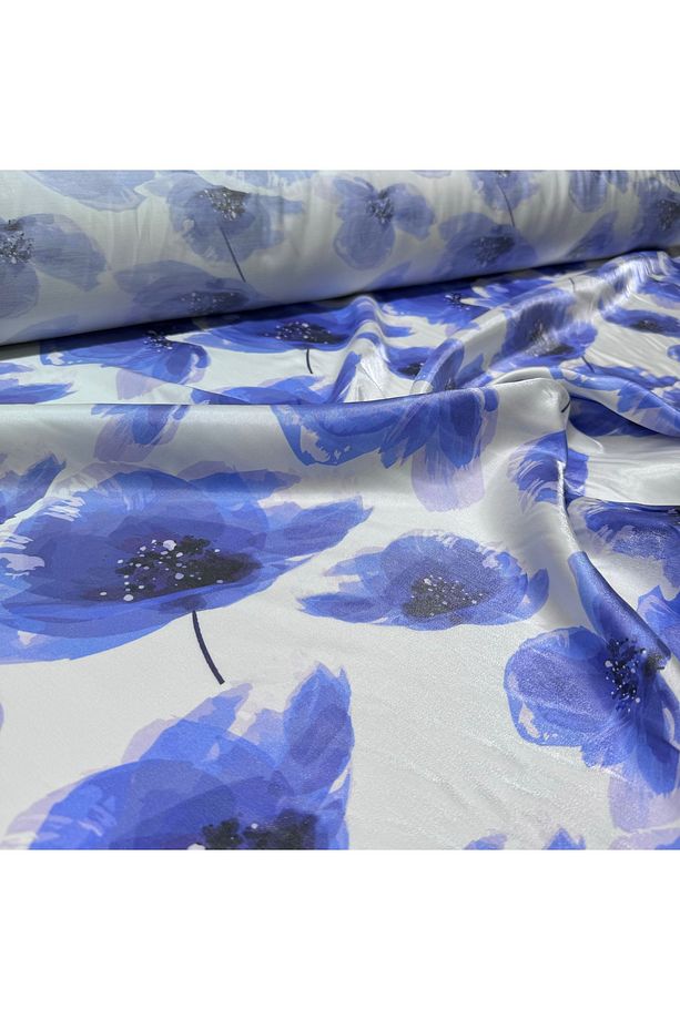 Parlak Floş Saten Kumaş En 150 cm Işıltı Çiçekli Yansımalı Pamuk - 1