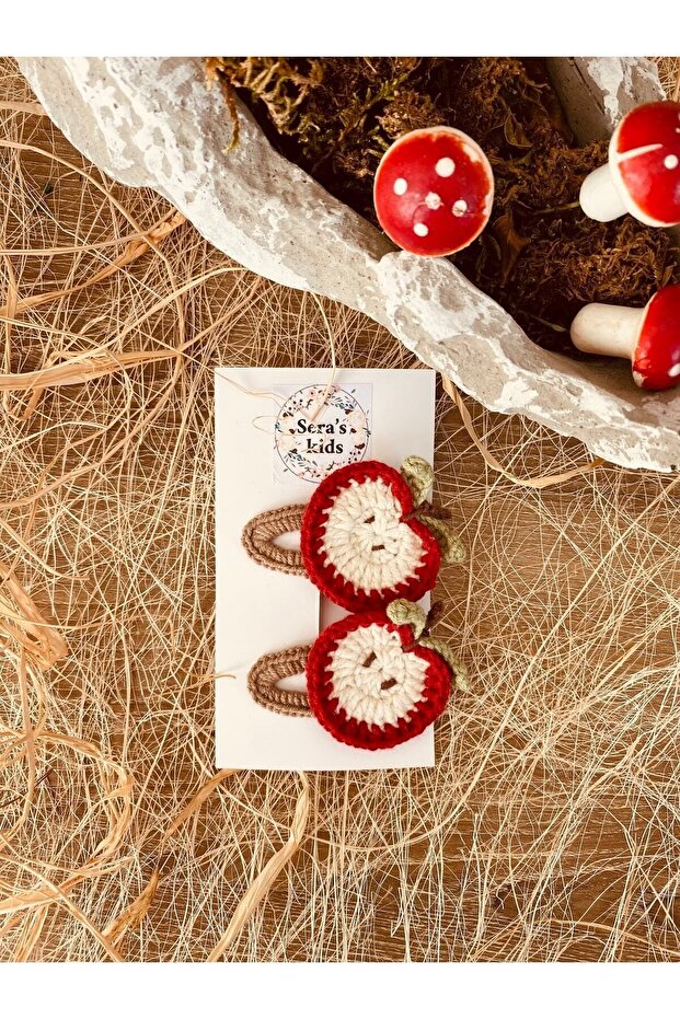 Knitted Red Apple Baby Girl and Child Snap Buckle