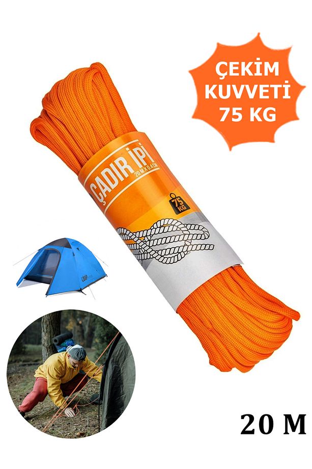 Çadır İpi - Kamp İpi - Kamp Çadır İpi - Çadır Halatı -Kamp Halatı-Fosforlu Çadır Bağlama 20mx0.4 cm. - 1