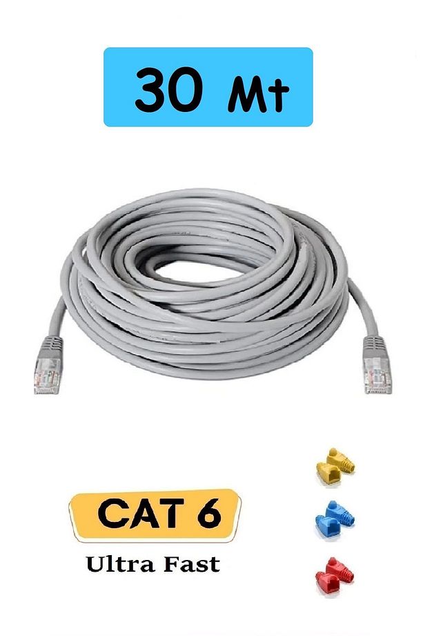 30 Metre Cat6 İnternet Ethernet Kablosu Rj45 Cat 6 Patch Lan Kablo  High Speed Yüksek Hız - 1