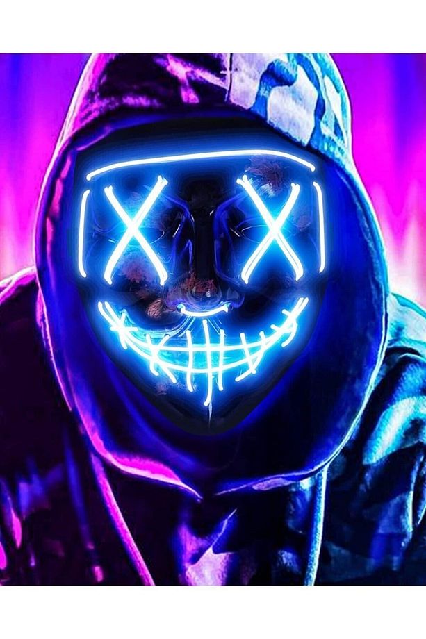 Hallowen Led Işıklı Neon Parti Maske 3 Modlu Parti Eğlence Maskesi Yılbaşı - 3
