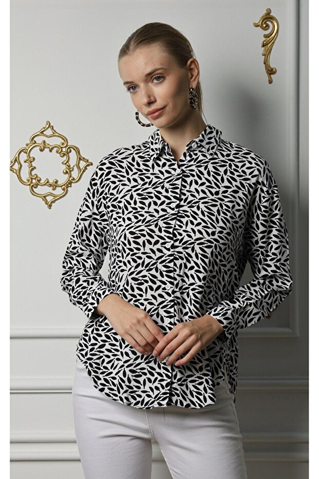 Women's Long Sleeve Printed Viscose Shirt
