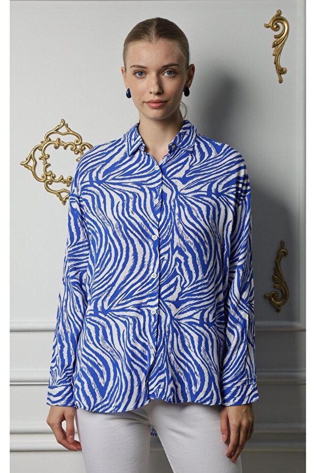 Women's Long Sleeve Printed Viscose Shirt