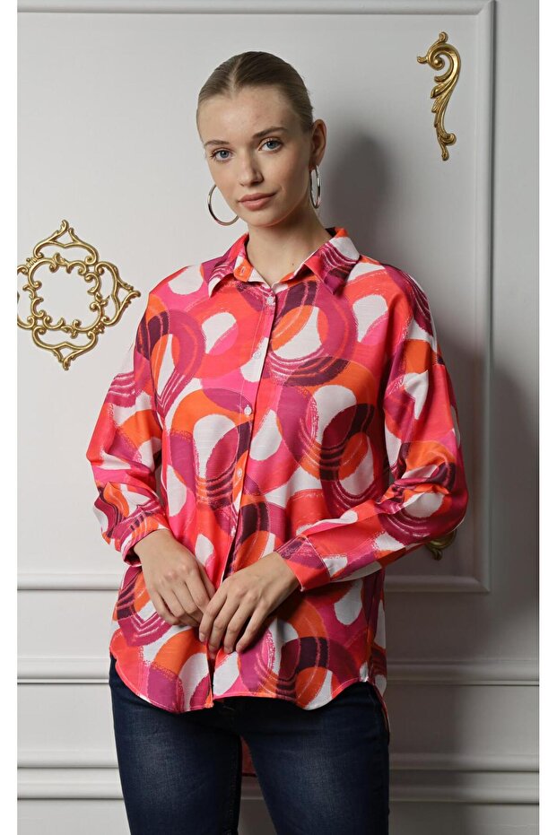 Women's Long Sleeve Printed Viscose Shirt