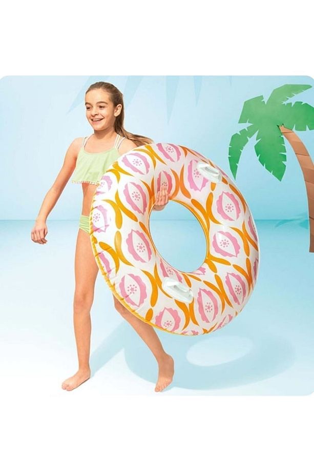 Tutmalı Desenli Simit - Şişme Sonsuzluk Desenli Simit-renkli Şişme Deniz Simidi-havuz Simidi 114 Cm. - 6