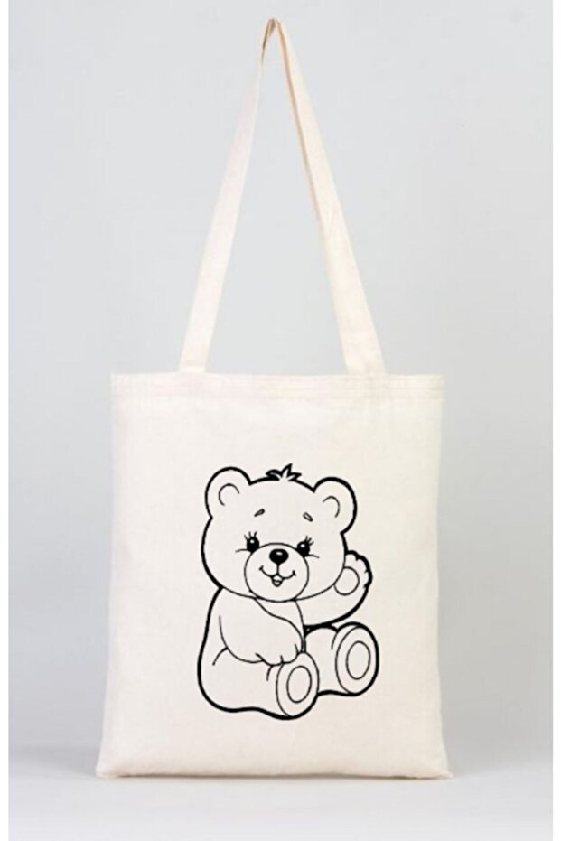 Teddy Bear Painting Raw Cloth Bag