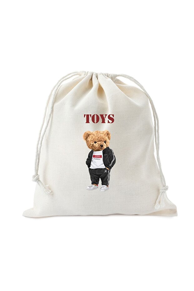 Teddy Bear Raw Cloth Toy Pouch (35*25)