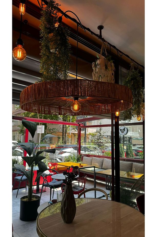 Hasır Avize 65x65 Bohem Avize Jüt Avize Oda Mutfak Salon Avize Kafe Restoran Avize - 3
