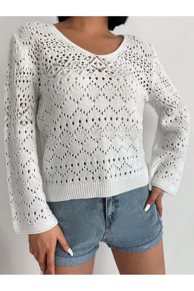 Kadın ajurlu v yaka - 5