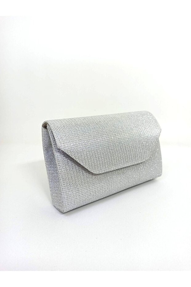 Women's silver silver glittery mini box evening dress bag