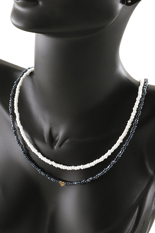 Set of Two Sand Bead Women's Bijouterie Necklace Models Handmade Gift Necklaces