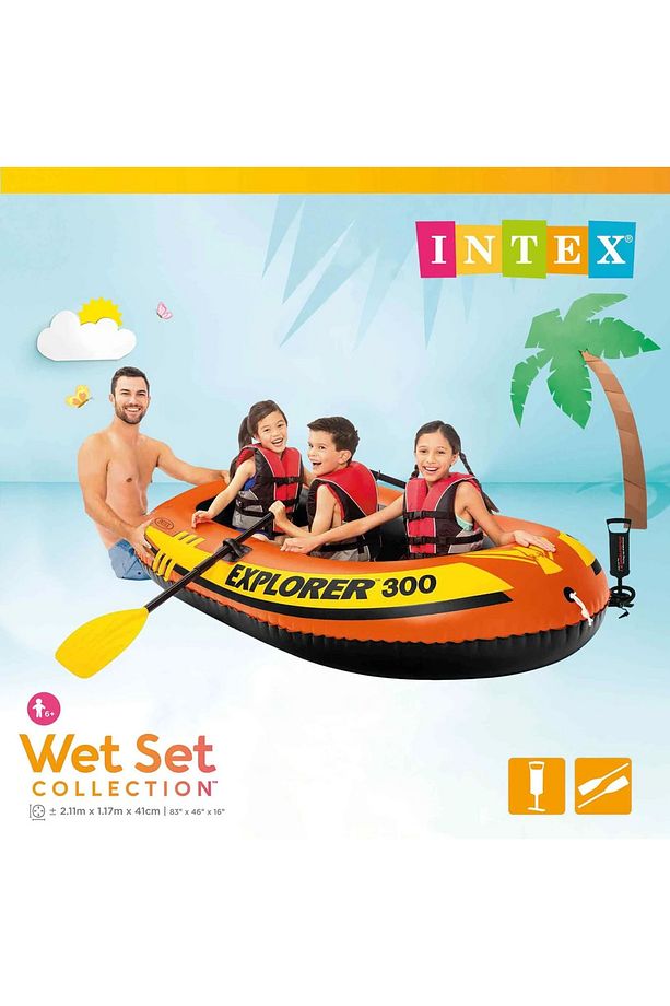 Kürekli Binici Bot Seti -Kürekli Şişme Bot Set-Havuz ve Deniz Binici Bot Explorer 300-211x117x41 cm. - 8