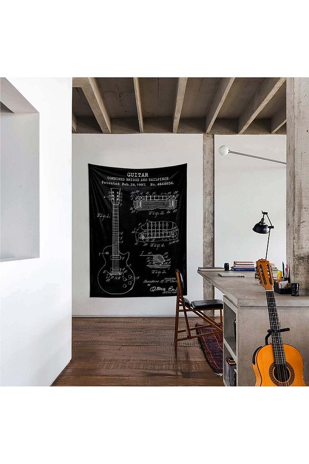 Gibson Les Paul Gitar Chalkboard Duvar Örtüsü - 100 Cm X 135 Cm - 4
