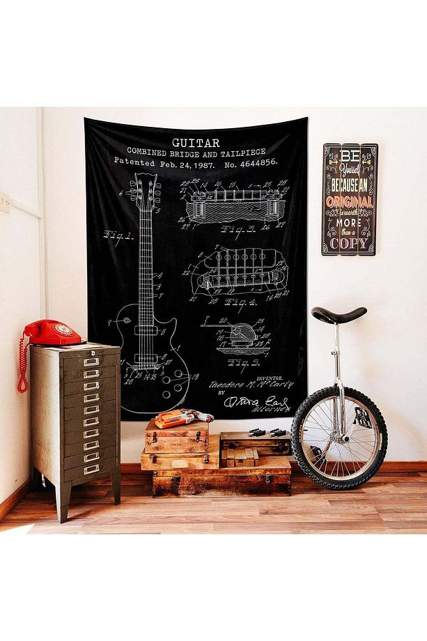 Gibson Les Paul Gitar Chalkboard Duvar Örtüsü - 100 Cm X 135 Cm - 7