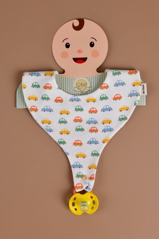 Liquid Proof Pacifier Holder Bib - Colorful Cars