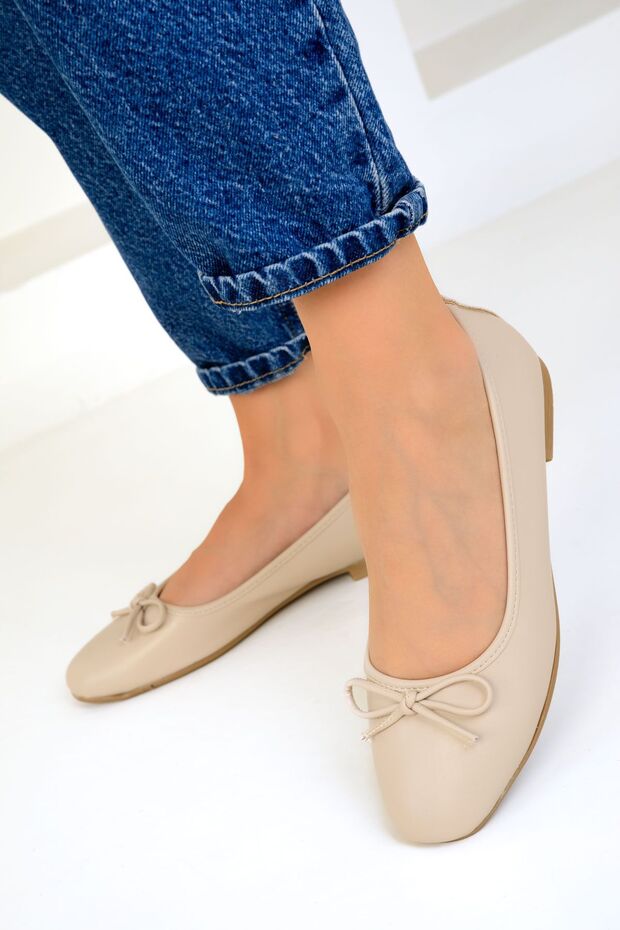 Beżowe Baleriny Damskie - Model 19456 - 5