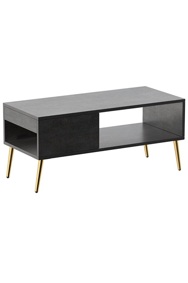 Modern Coffee Table with Storage Shelf & Compartment - Durable & Stylish for Any Room