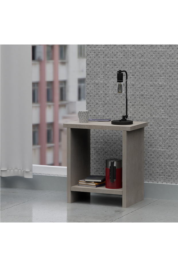 Modern White Concrete Nightstand with Storage - Versatile, Elegant, Easy Assembly