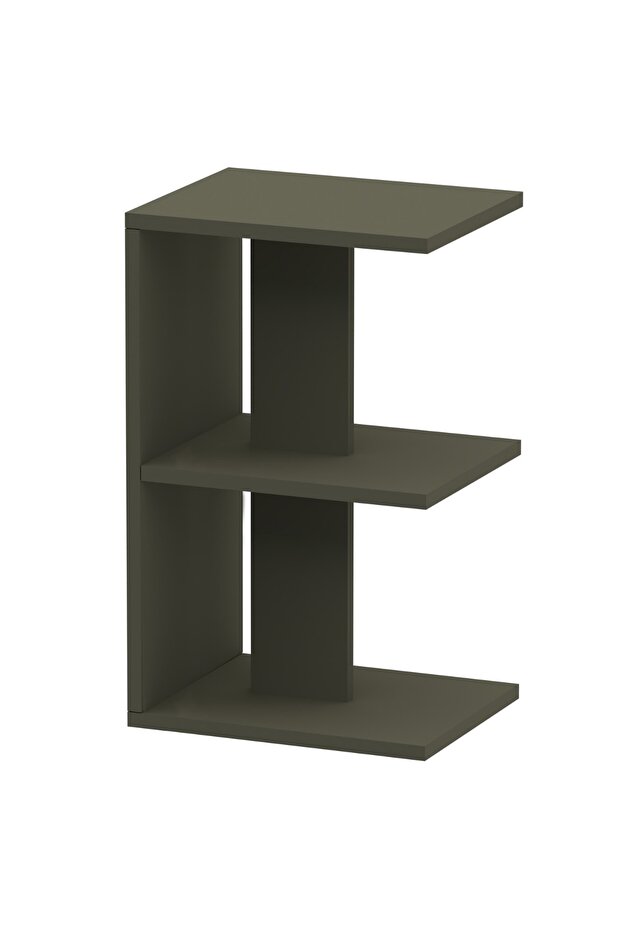 E-Shape Nightstand with 3 Open Shelves - Lava Grey, Easy Assembly, Lightweight