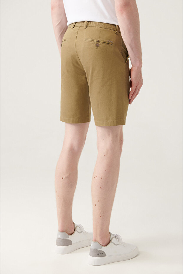 Erkek Haki Esnek Belli Relaxed Fit Şort A21y3611 - 3
