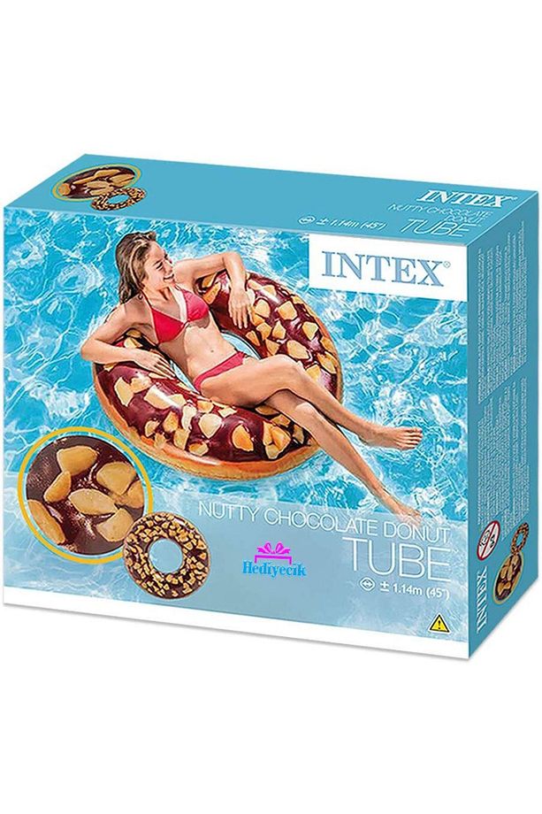 Intex Çikolatalı Donut Havuz Ve Deniz Simiti Set 117 Cm Pompa Ve Gözlük Hediye - 6