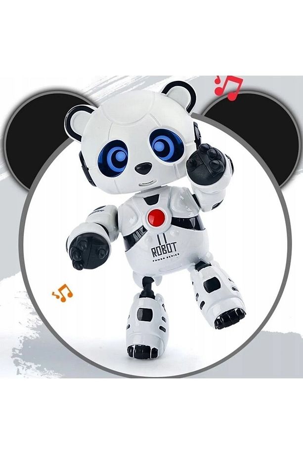 Sevimli Robot Panda Ilk Oyun Arkadaşım Sesli Işıklı Konuşan Ses Tekrar Eden Şarjlı Robot Panda 11 Cm - 6