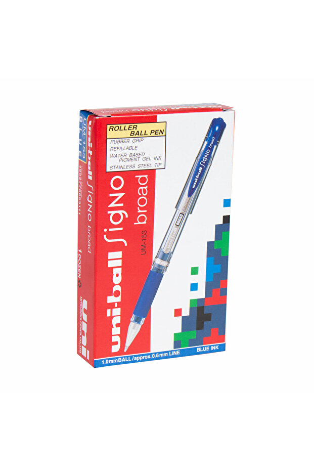 Uni-Ball Signature Pen Signo Broad 1.0mm Blue Um-153 Blue 12 Pcs