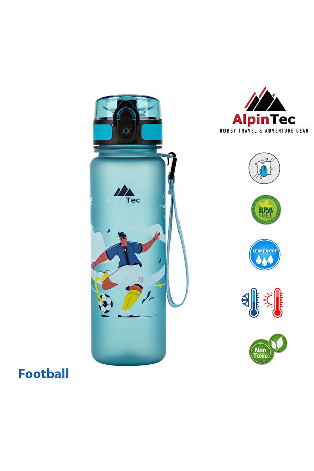 Football Patterned Blue Tritan Children's Water Bottle 500 ml