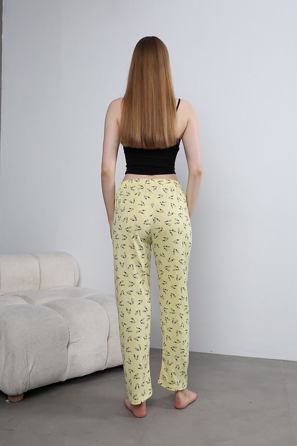 Kadın Sarı Tweety Desenli Yüksek Bel Yazlık Pijama Altı - 2
