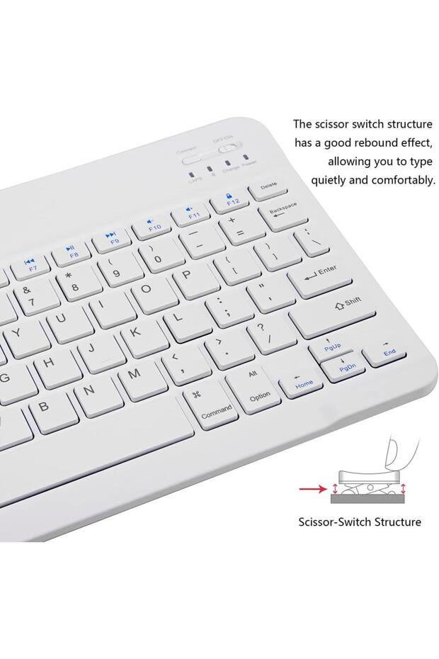 Xiaomi Redmi Pad 4 10.6" Uyumlu Kablosuz Bluetooth Şarj Edilebilir Klavye - Beyaz - 4